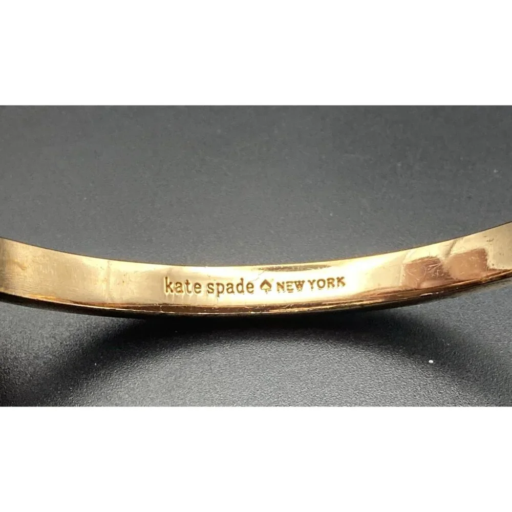 Kate Spade Bracelet Pave Stone Ready Set Bow Jeweled Bangle Gold Tone Layer 7" - Picture 3 of 9